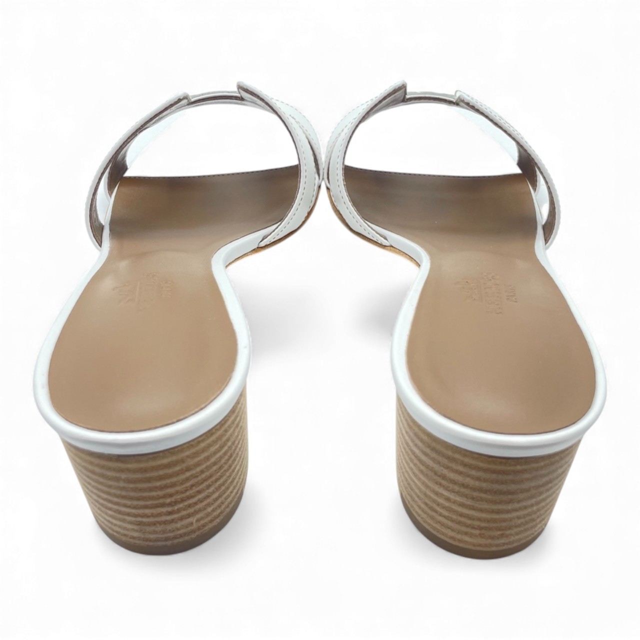 エルメス レディスサンダル オアジス 37.5 白 カーフ 24/24.5cm