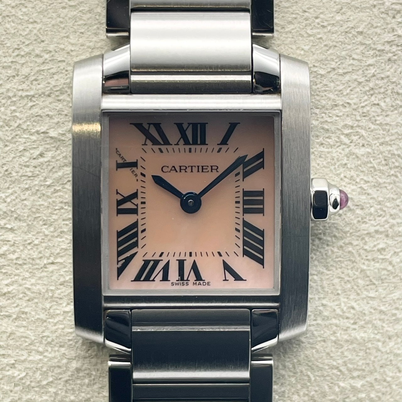 カルティエ タンクフランセーズSM ピンクシェル W51028Q3 ステンレス