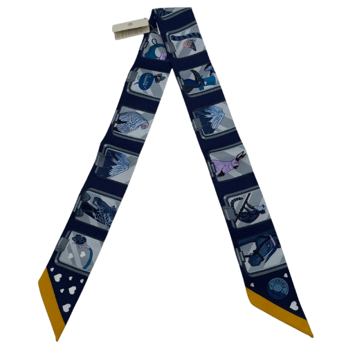 エルメス ツイリー エルメス・ストーリー マリン / グレー / ゴールド  