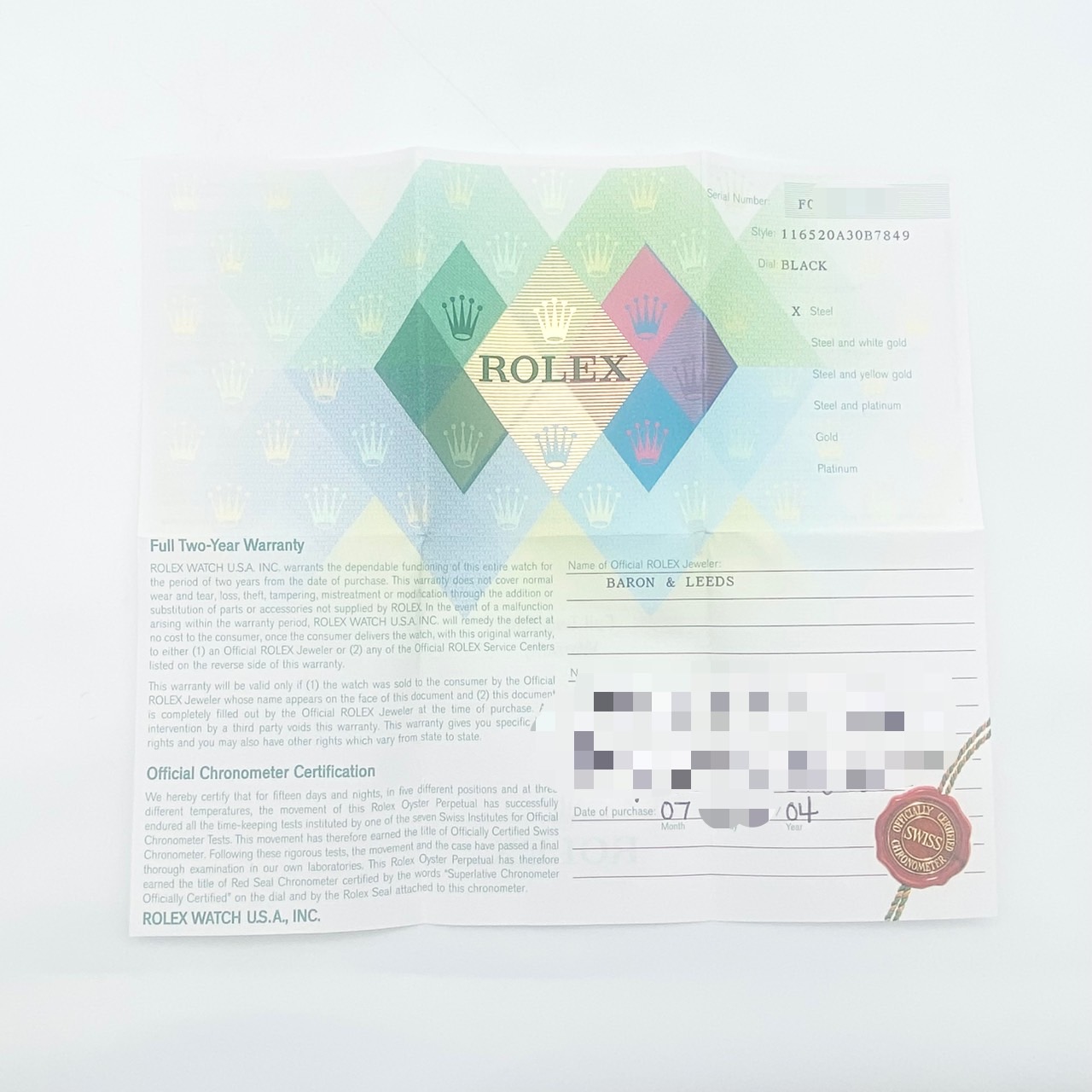 F֡ٿˡ楮դۥå ǥȥ 116520 ֥å ƥ쥹 40mm