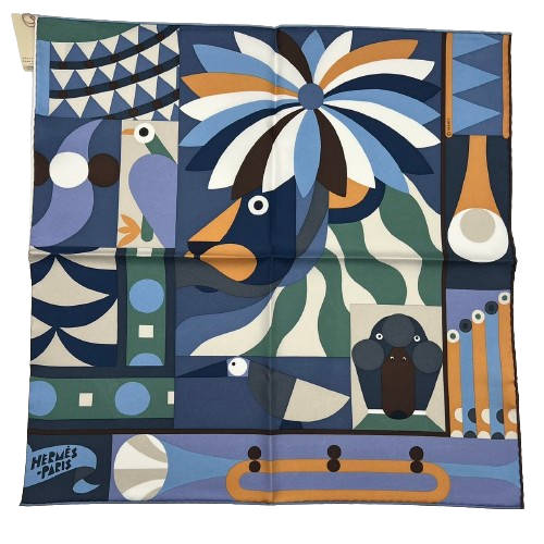 2本 エルメス ジャングルラブ 水色 ブルー カレ 90 《ジャングル・ラブ