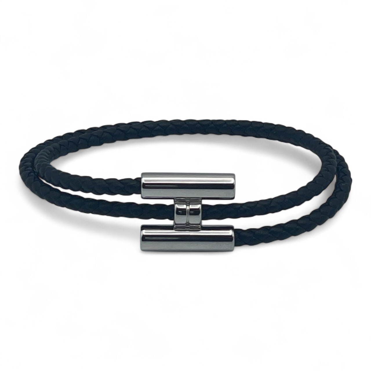 エルメス レザーブレスレット トゥルニ トレッセ T5(18.5cm) シルバー 