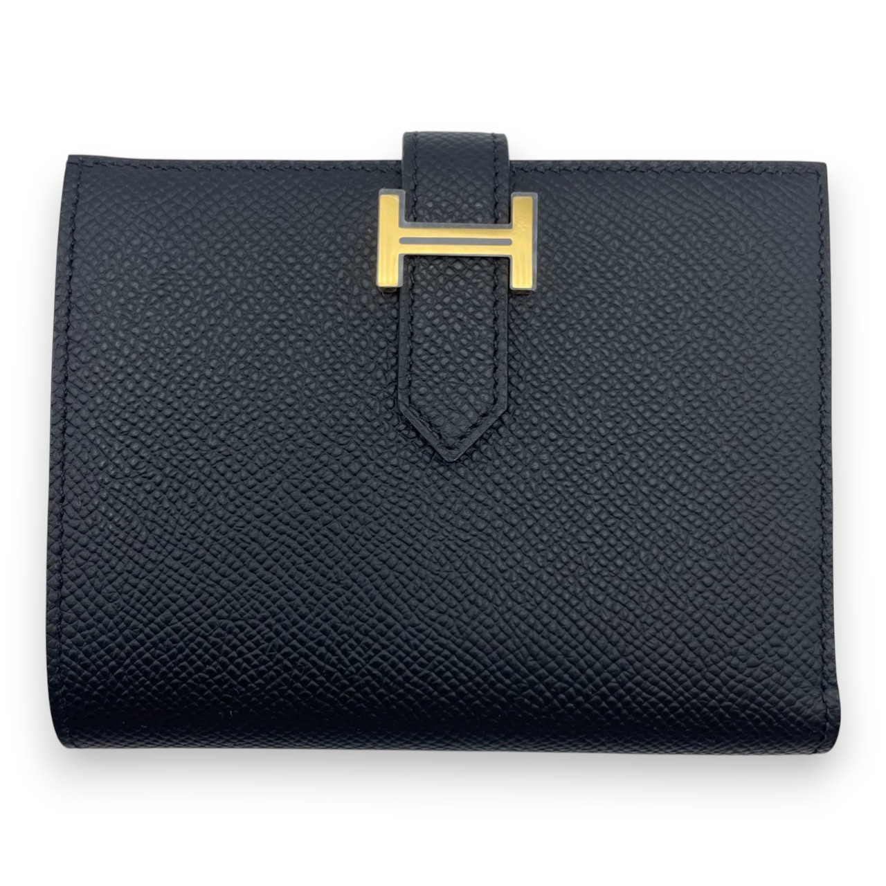【極上美品】HERMES エルメス⭐ベアン⭐ブラック 黒 長財布 HERMES 極 美品 □H 刻印 エルメス ベアン ロゴ 金具 ボックス