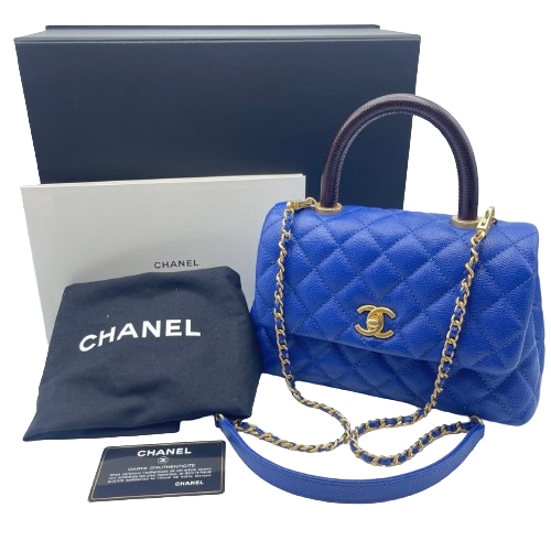 ⭐︎値下げ交渉可⭐︎大特価！CHANELキャビアスキン/ココシャネル お値下げ特価】シャネル ココハンドル キャビアスキン ブルー
