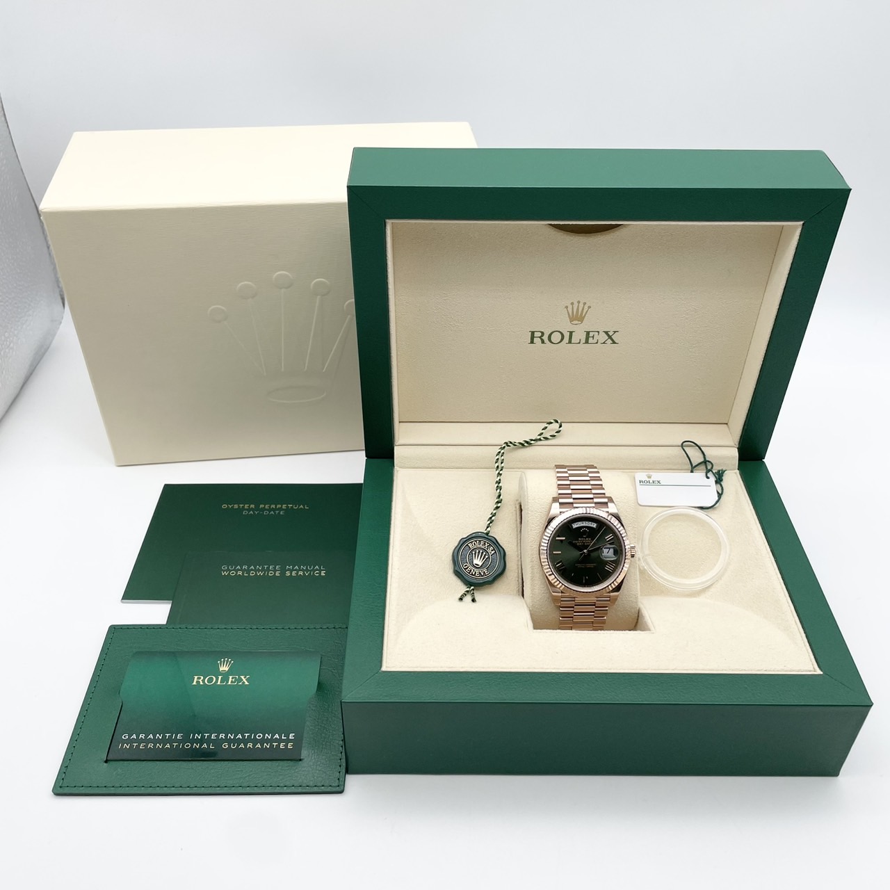 ROLEX ショッパー グリーンレザーケース 冊子付き ROLEX ショッパー