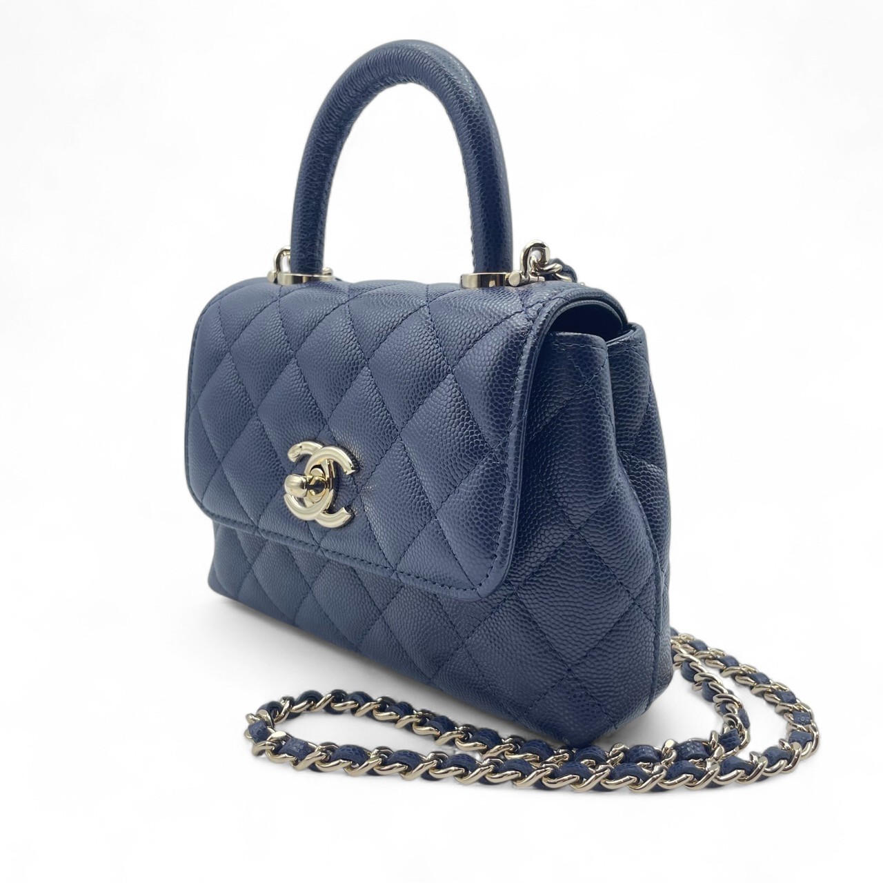 シャネル ココハンドル ミニ 14.5 ネイビー キャビアスキン