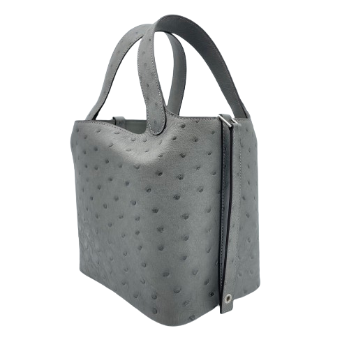 エルメス ピコタンロック PM グリメイヤー オーストリッチ シルバー