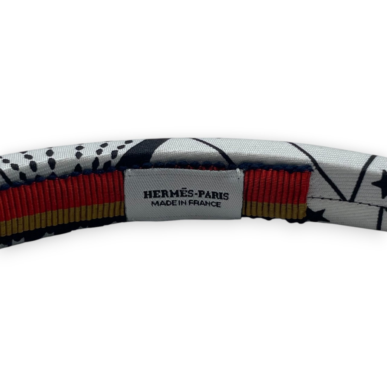 エルメス カチューシャ ジナ ジグザグ ホワイト / ブラック シルク100