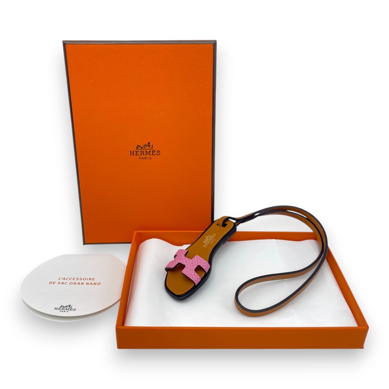 エルメス オラン ナノ チャーム ローズコンフェッティ/ナチュラル