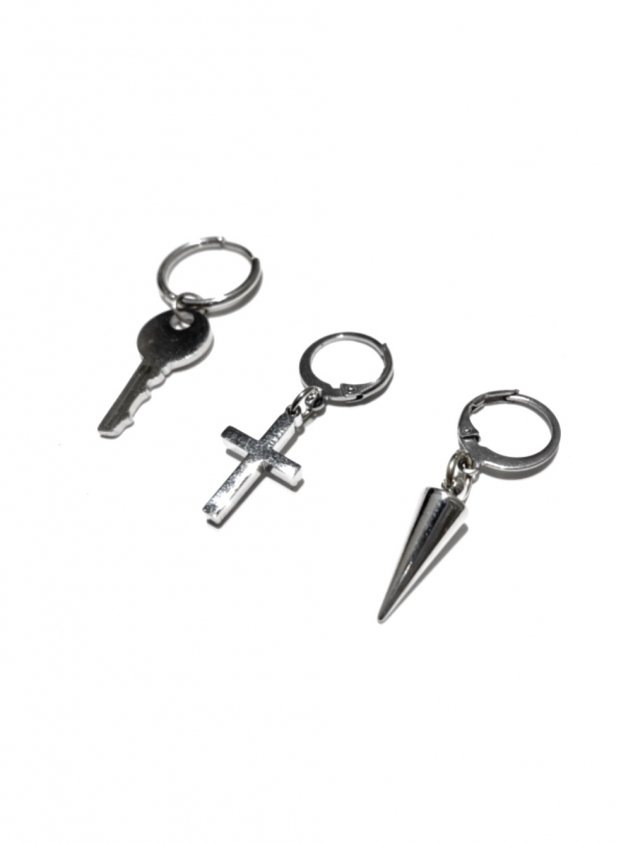 受注制【Never mind the XU】design pierced earrings 4 / 【ネバーマインドザエックスユー】デザインフープピアスシルバーピアス