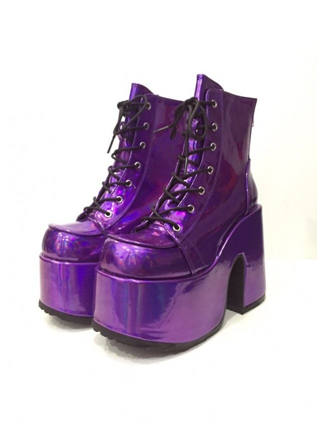日本未発売+送料関税込☆ DEMONIA VIOLET-100 Demonia(デモニア) DYNAMITE-100 星形カットアウト厚底 ウェッジ