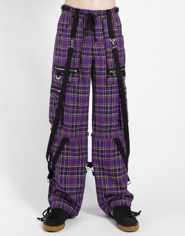 Tripp Nyc パンツ　チェック　ユニセックス TRIPP NYC - X-STRAP PANT BLACK DENIM