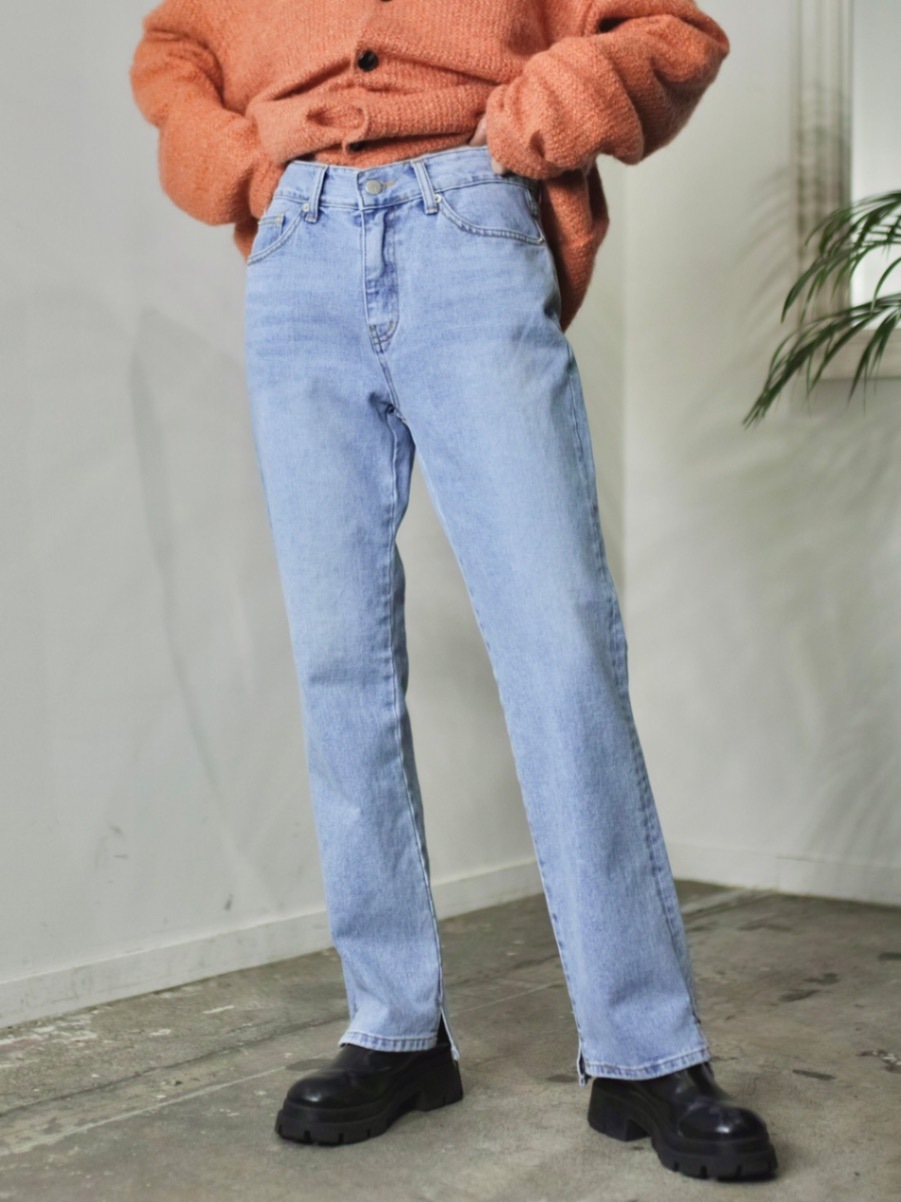 受注制【Chikashitsu +】side slit denim pants
