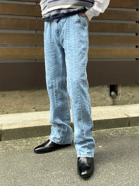 受注制【Chikashitsu +】stitch design denim pants (2color)
