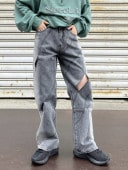 BLUER★W's SPIRAL LINE RAW-CUT WASHING DENIM PANTS★少量製作 BLR BLUER】SPIRAL LINE RAW-CUT WASHING DENIM PANTS | OUR