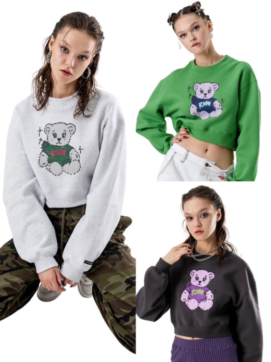 【runningHIGH】TEDDY BEAR CROP SWEAT SHIRT