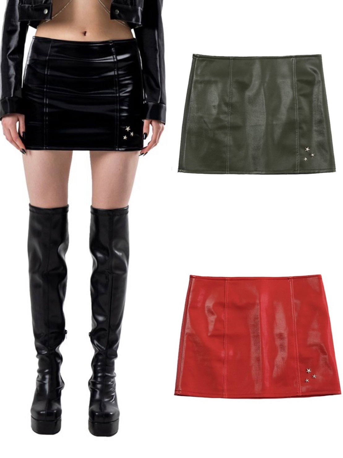 runningHIGH】ENAMEL LEATHER MINI SKIRT | OUR BRAND,runningHigh
