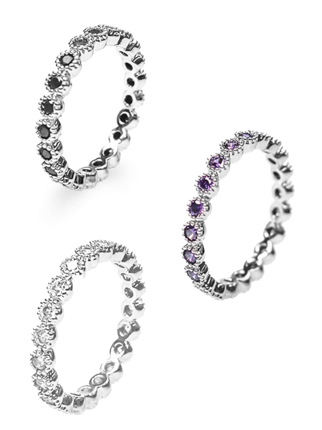 【BLACK PURPLE】TENNIS CHAIN CUBIC RING S