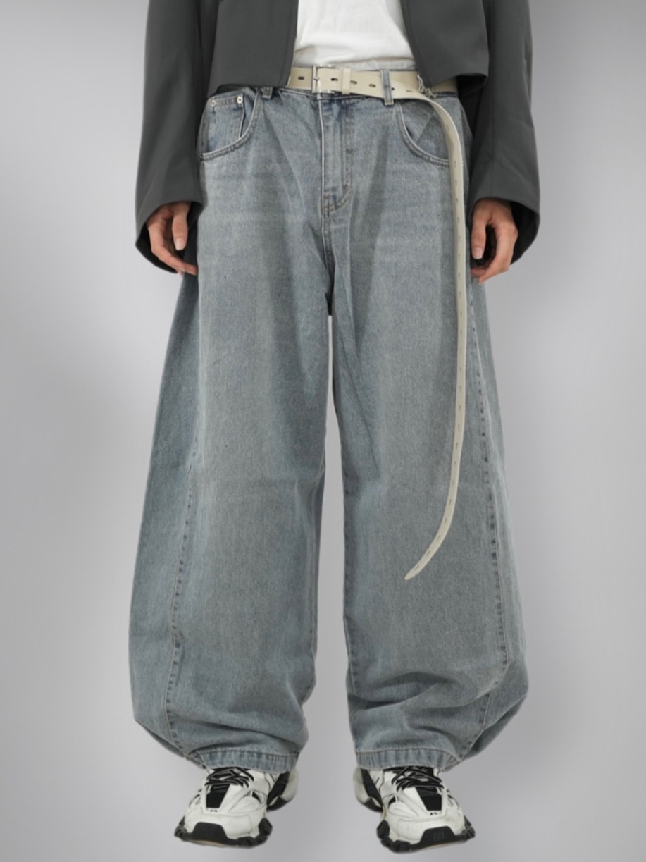 受注制【Chikashitsu +】snap button denim pants (2color)