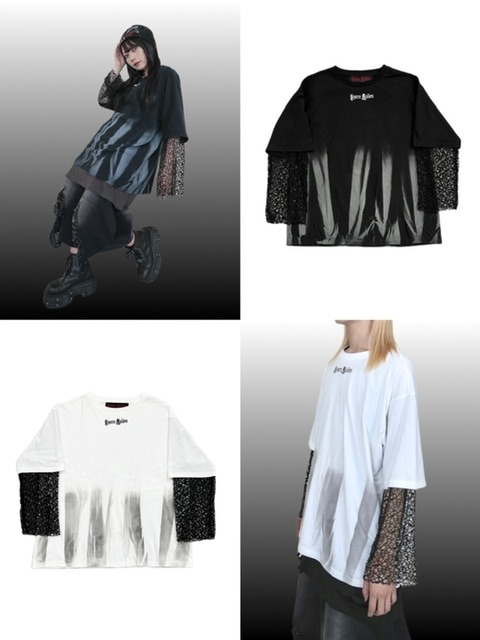 【Bizarre Maiden】mesh faux layered tee