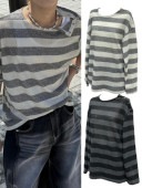 大阪店WEB限定受注制【Chikashitsu +】oversized wave border knit