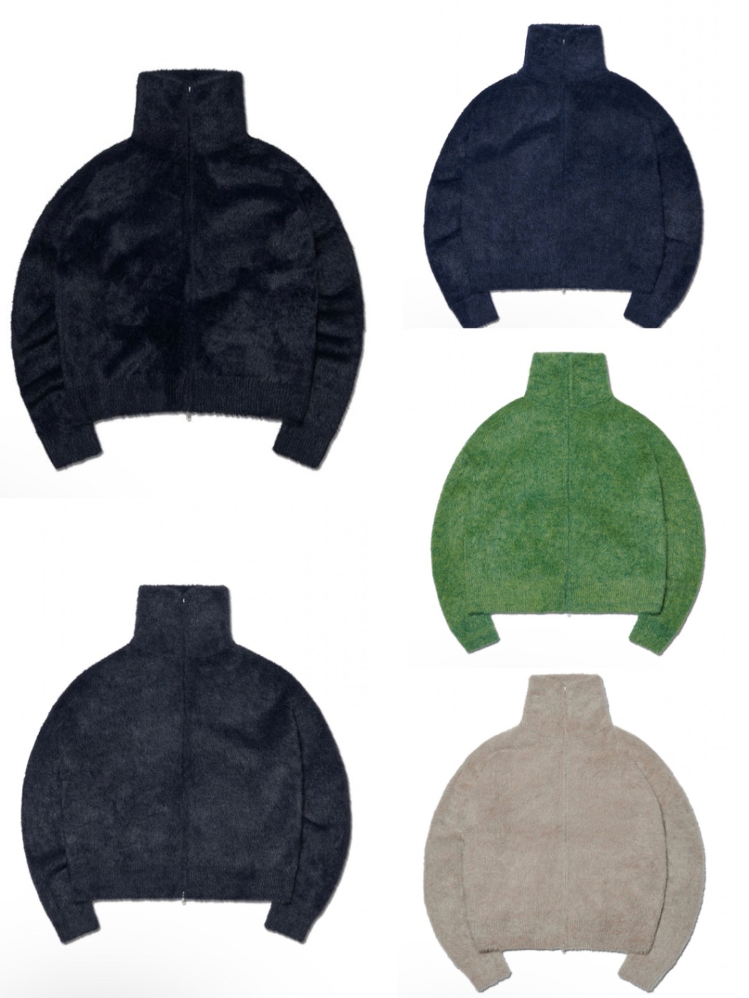 【NOMANUAL】HIGH NECK HAIRY KNIT ZIP-UP