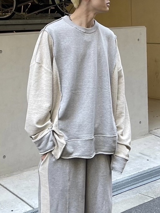 受注制【Chikashitsu +】set up reverse design sweat (2color)