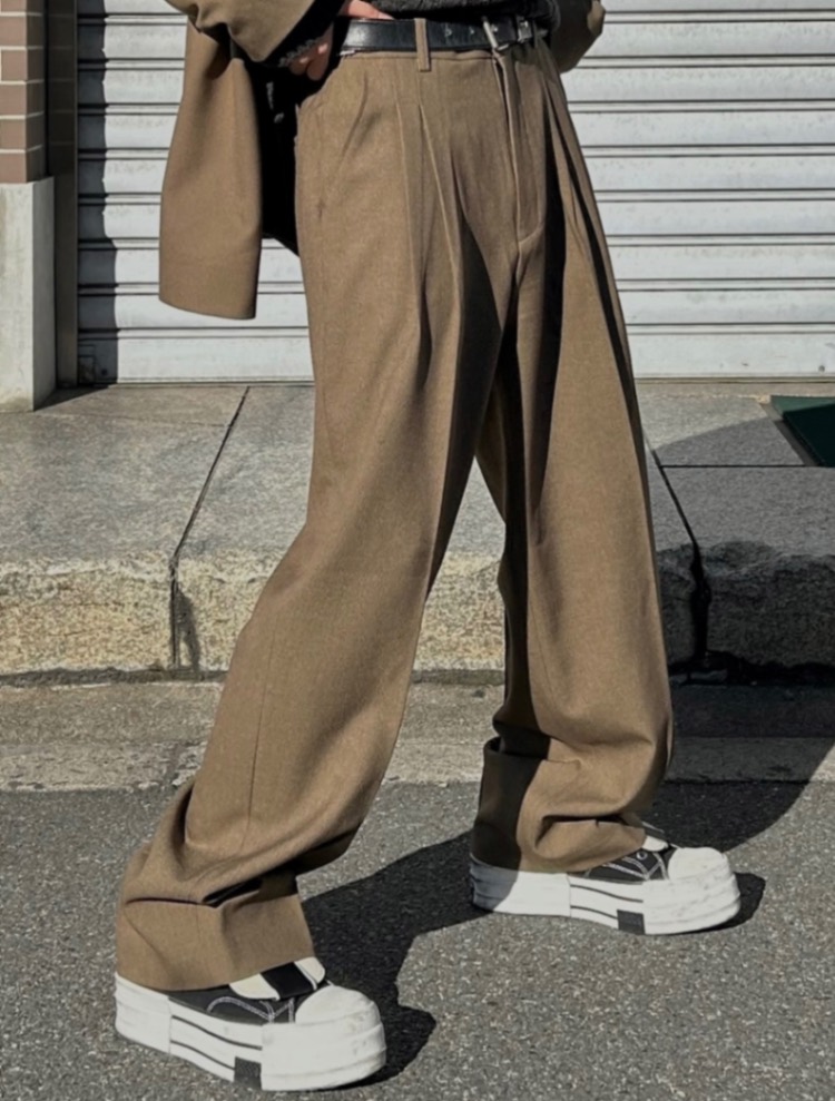 受注制【Chikashitsu +】set up belt slacks (3color)