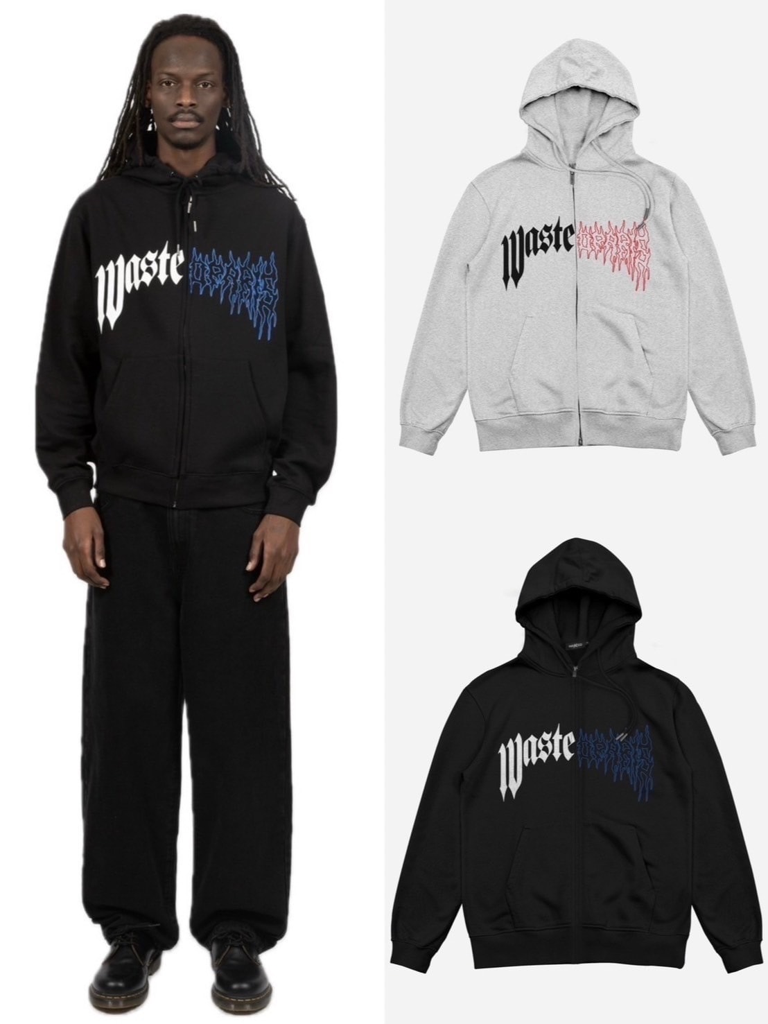 ◆WASTED PARIS◆Hoodie Zip Chrome パーカー 送料込 Wasted Paris UNISEX - Sweatjacke - black/schwarz - Zalando
