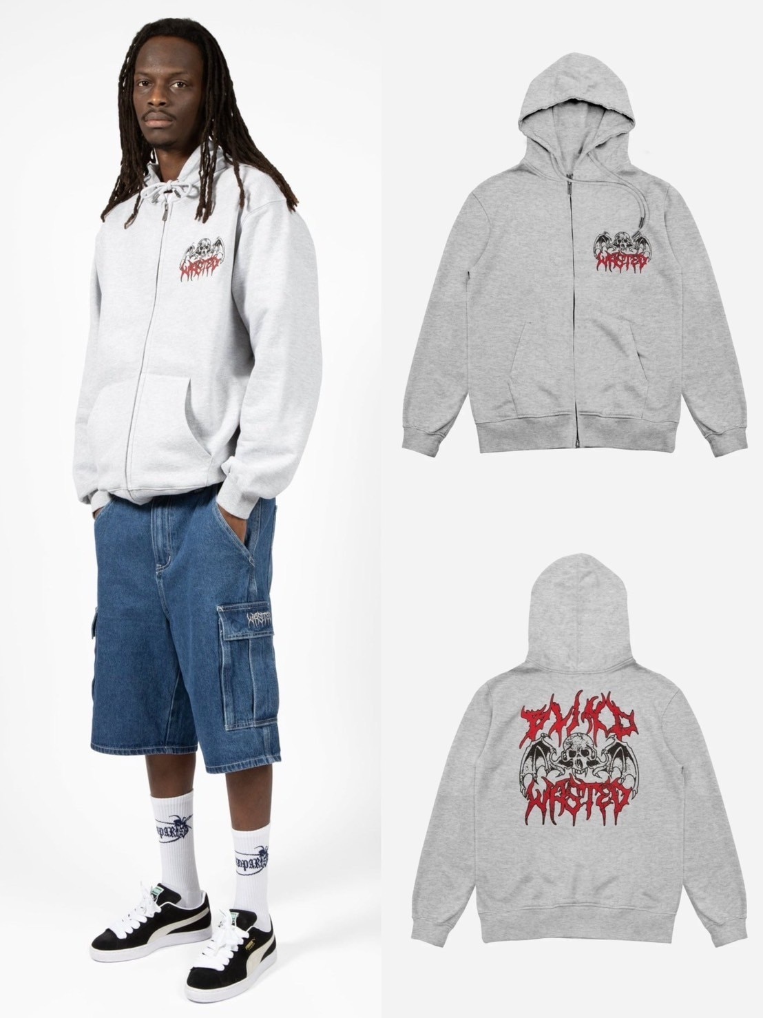 【WASTED PARIS】HOODIE ZIP BONES