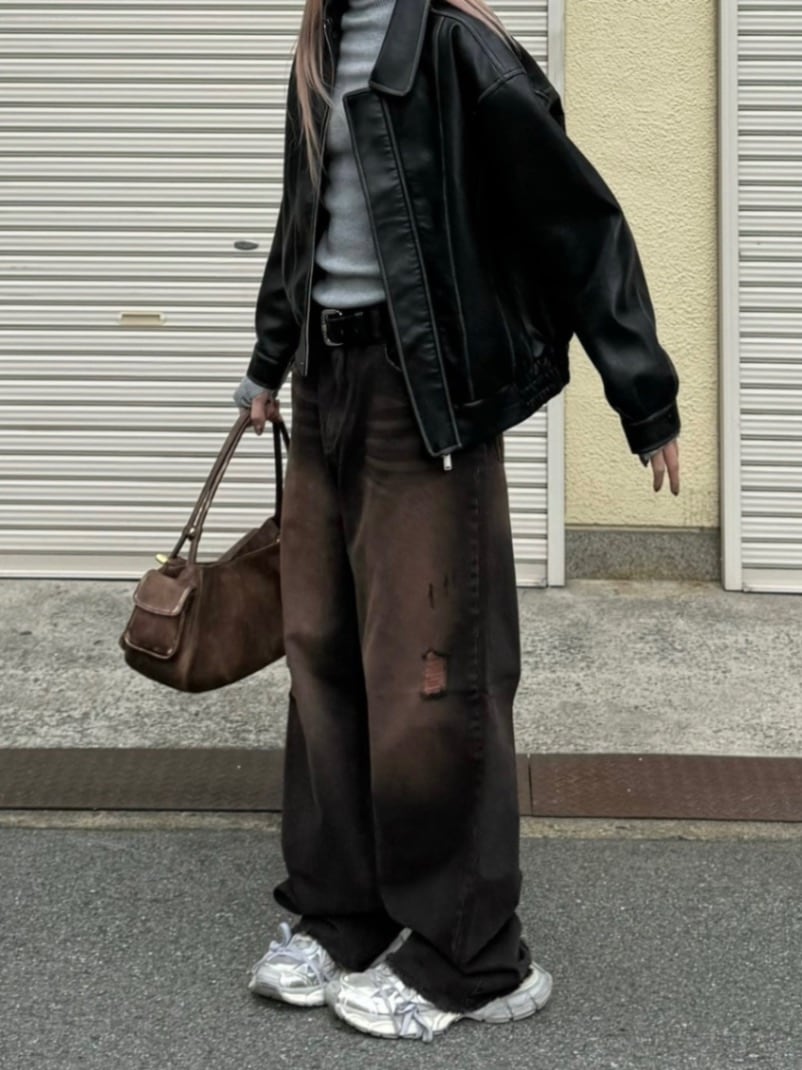 大阪店WEB限定【Chikashitsu +】cropped mouton bomber jacket
