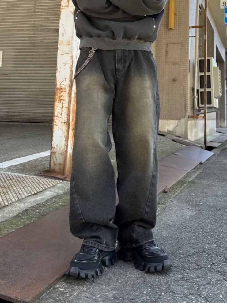 大阪店WEB限定受注制【Chikashitsu +】vintage wash curve denim pants 