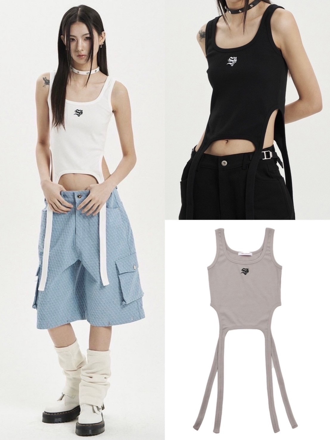★SETUP-EXE★STRING HALTER NECK TOP / WHITE★韓国送料込 SETUP‐EXE】GARTER SLEEVELESS | OUR BRAND,SETUP-EXE
