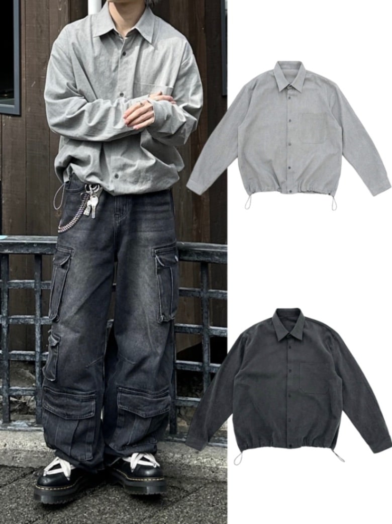 WEB限定受注制【Chikashitsu +】pigment draw code shirt (2color)