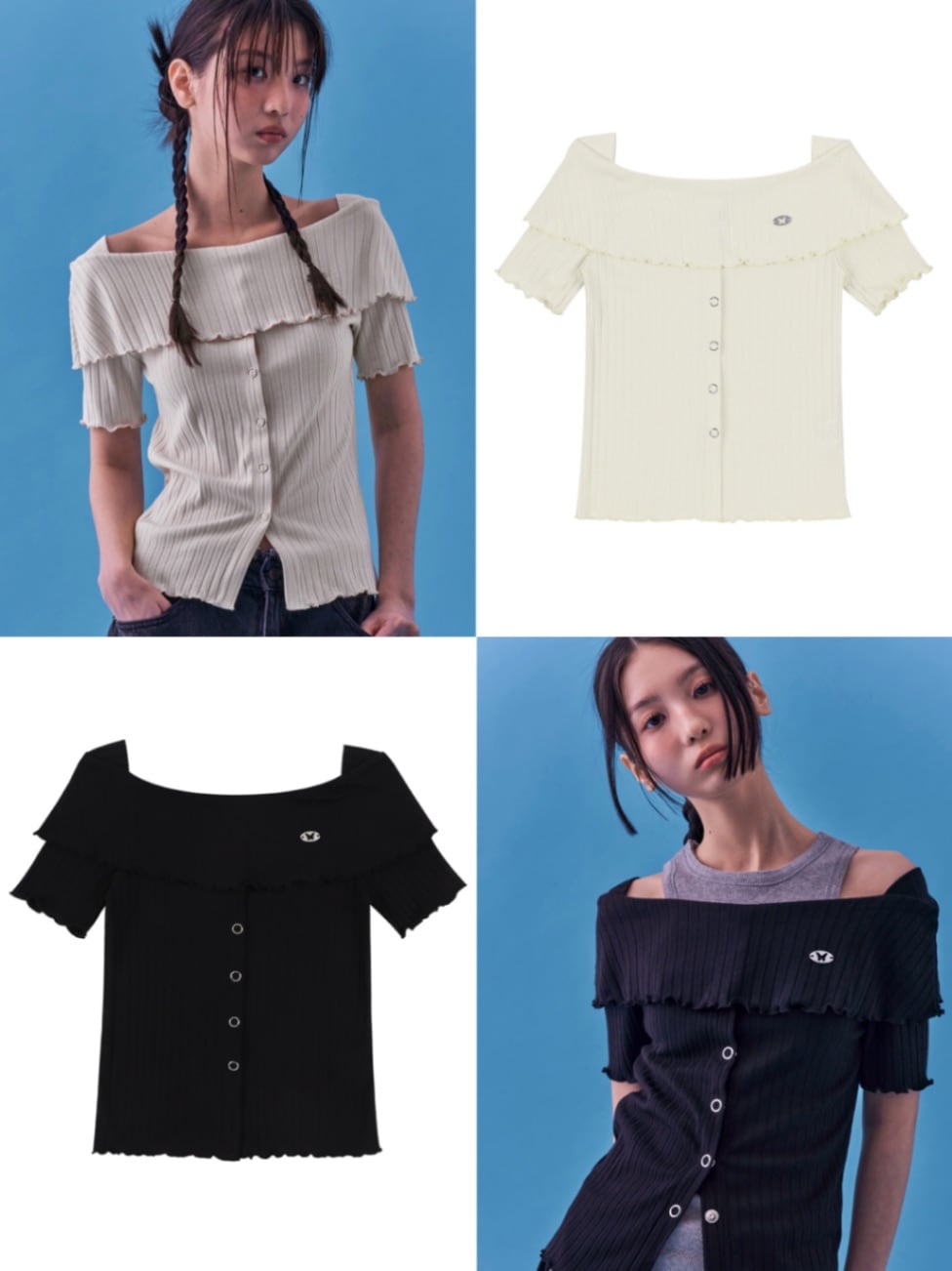 ☆NASTY FANCY CLUB☆ NF Heidi Knitted Off Shoulder BLACKF24Q FANCY CLUB】HEIDI KNITTED OFF-SHOULDER | OUR BRAND,FANCY