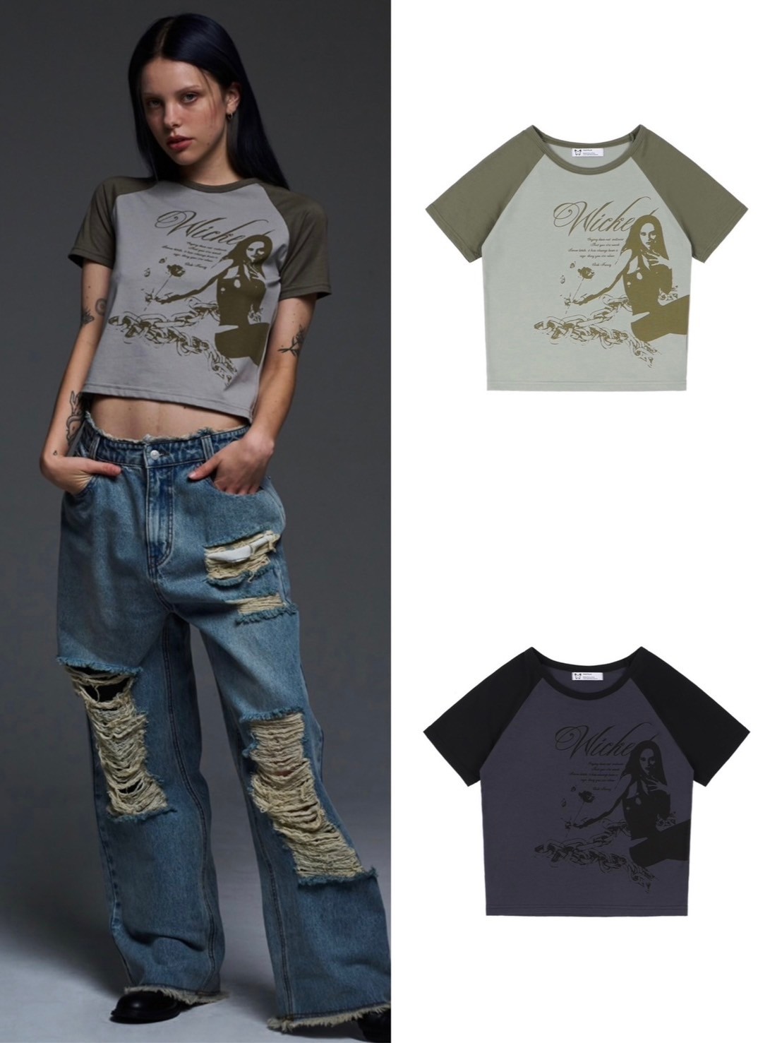 ☆NASTY FANCY CLUB☆ NF Wicked Raglan Standard Tee BLACKF24Q FANCY CLUB】WICKED REGLAN STANDARD TEE | OUR BRAND,FANCY
