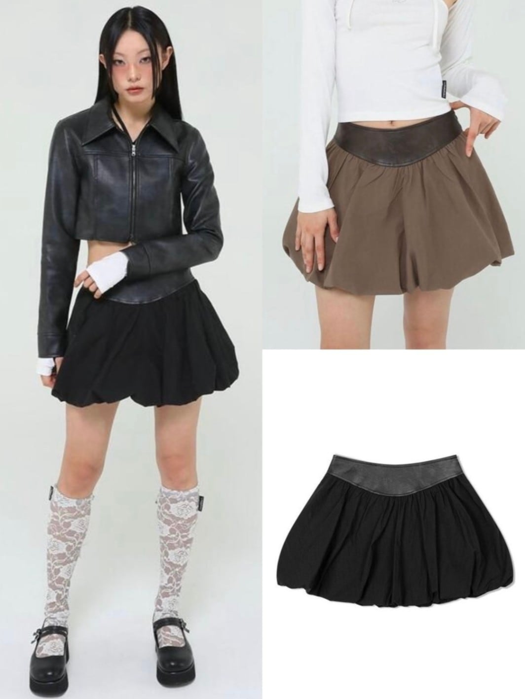 Uglyshadow】VINTAGE LEATHER PUMPKIN SKIRT | OUR BRAND,Uglyshadow