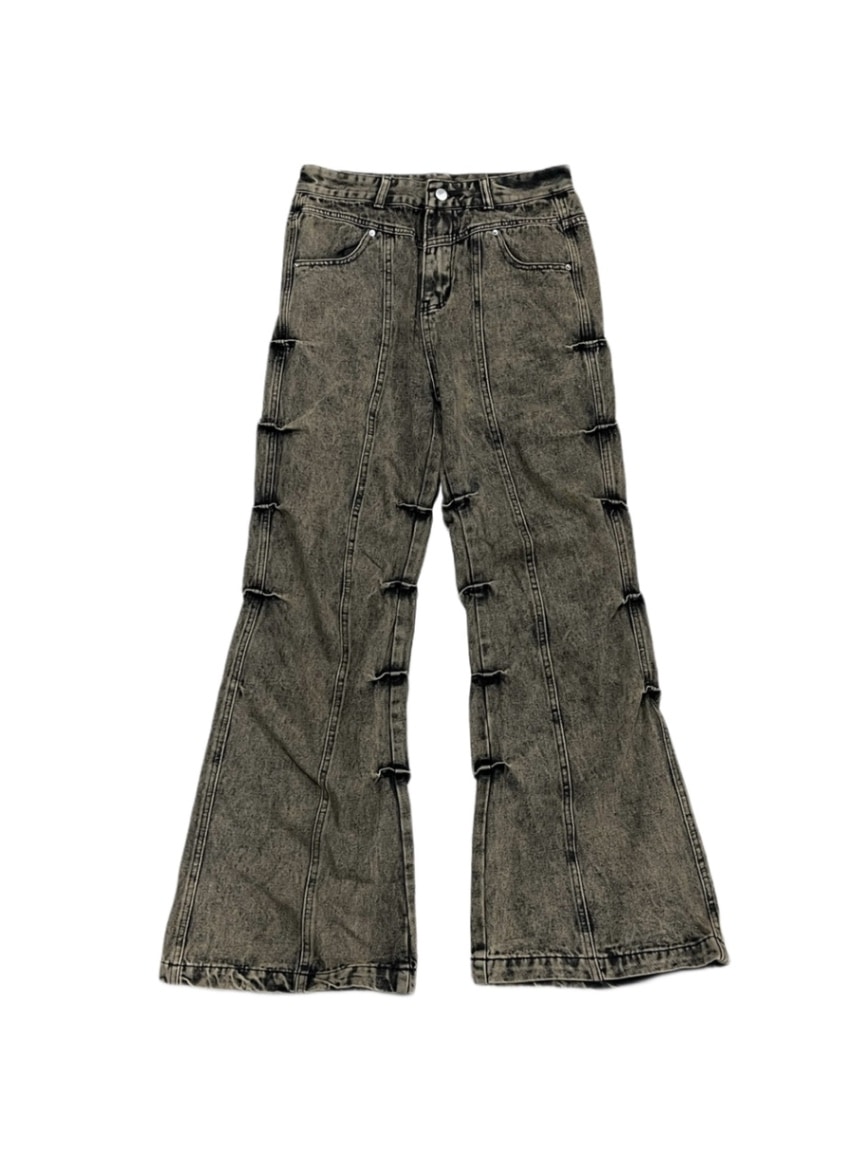 【XU DOG】vintage wash denim flare pants