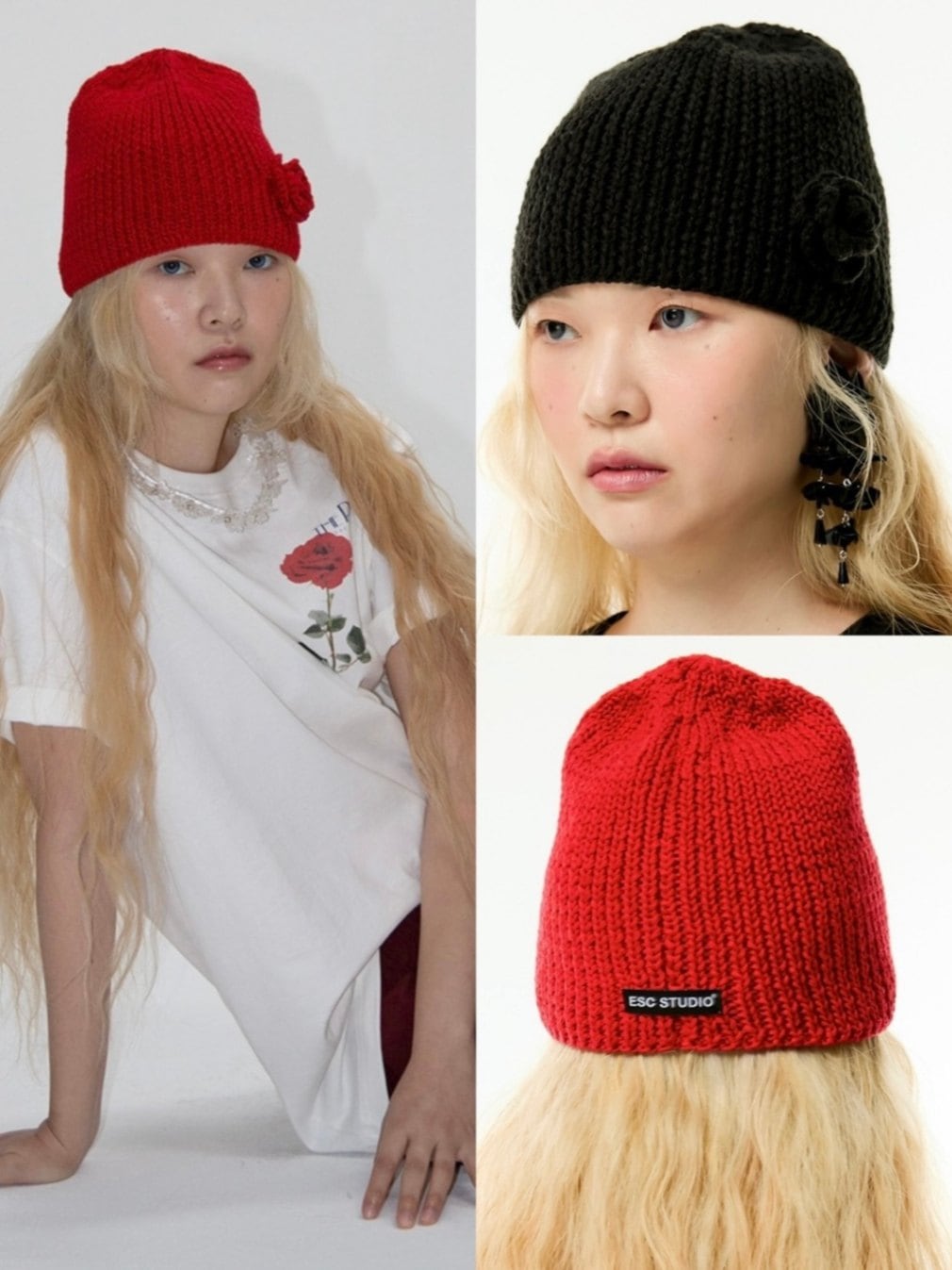 【ESC STUDIO】rose beanie made by mom and aunt