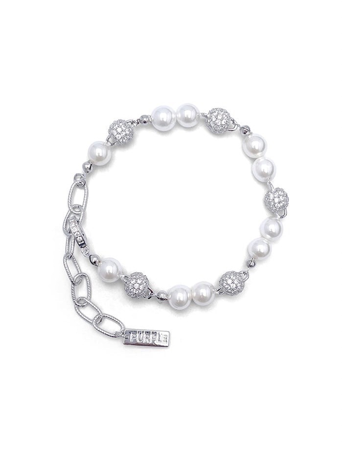 ★BLACKPURPLE★送料込み★Yeriel Pearl Ball Cubic Bracelet BLACK PURPLE】Yeriel Pearl Ball Cubic Bracelet | OUR BRAND