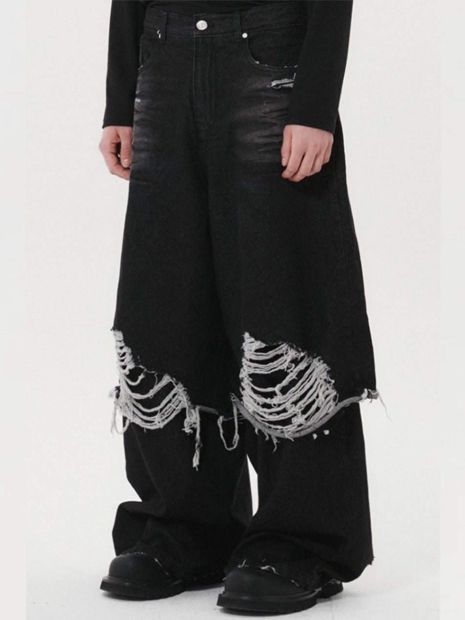 ☆LESSERAFIM☆関税込★UNKNOWN PLANET★DESTROYED DYEING PANTS ☆LESSERAFIM☆【UNKNOWN PLANET】☆DESTROYED DYEING PANT.S