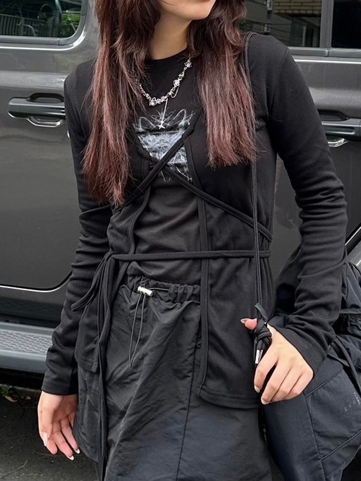 【nmtc +】slim fit strap cardigan (3color)