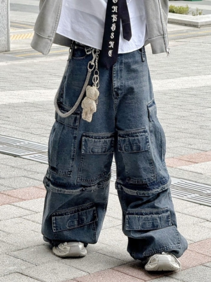 【XU DOG】pocket cargo denim pants 3