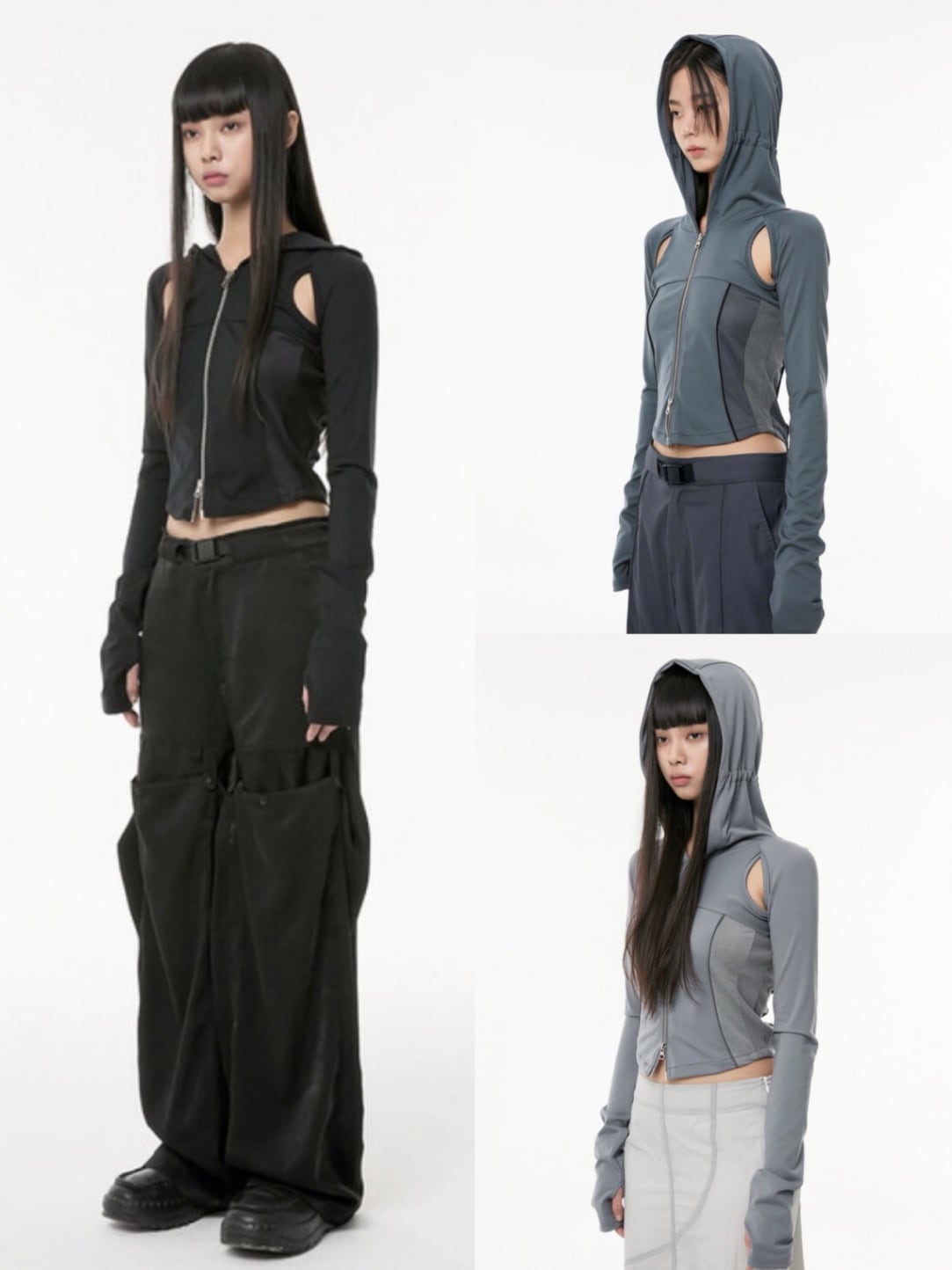 【FLAREUP】19.Division Cut-out Hooded Zip-up