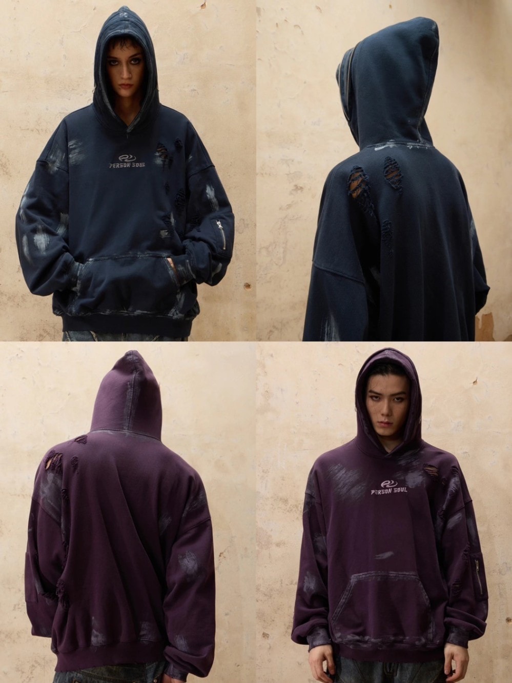 新作【PERSONSOUL】Ripped Dirty Hoodie Personsoul Ripped Dirty Hoodie - personsoul