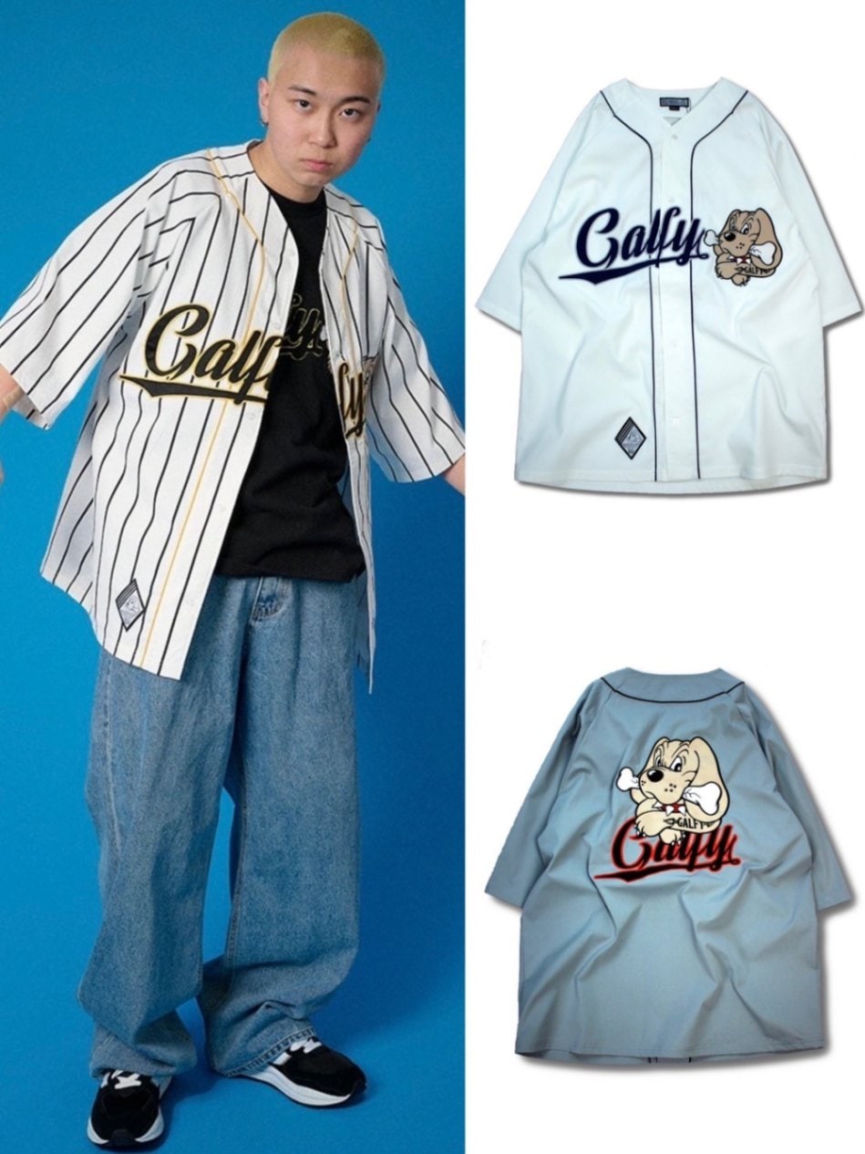 『完売品』　GALFY ベースボールシャツ　デニム 希少 ブルー　【XL】 完売品』 GALFY ベースボールシャツ デニム 希少 ブルー 【XL