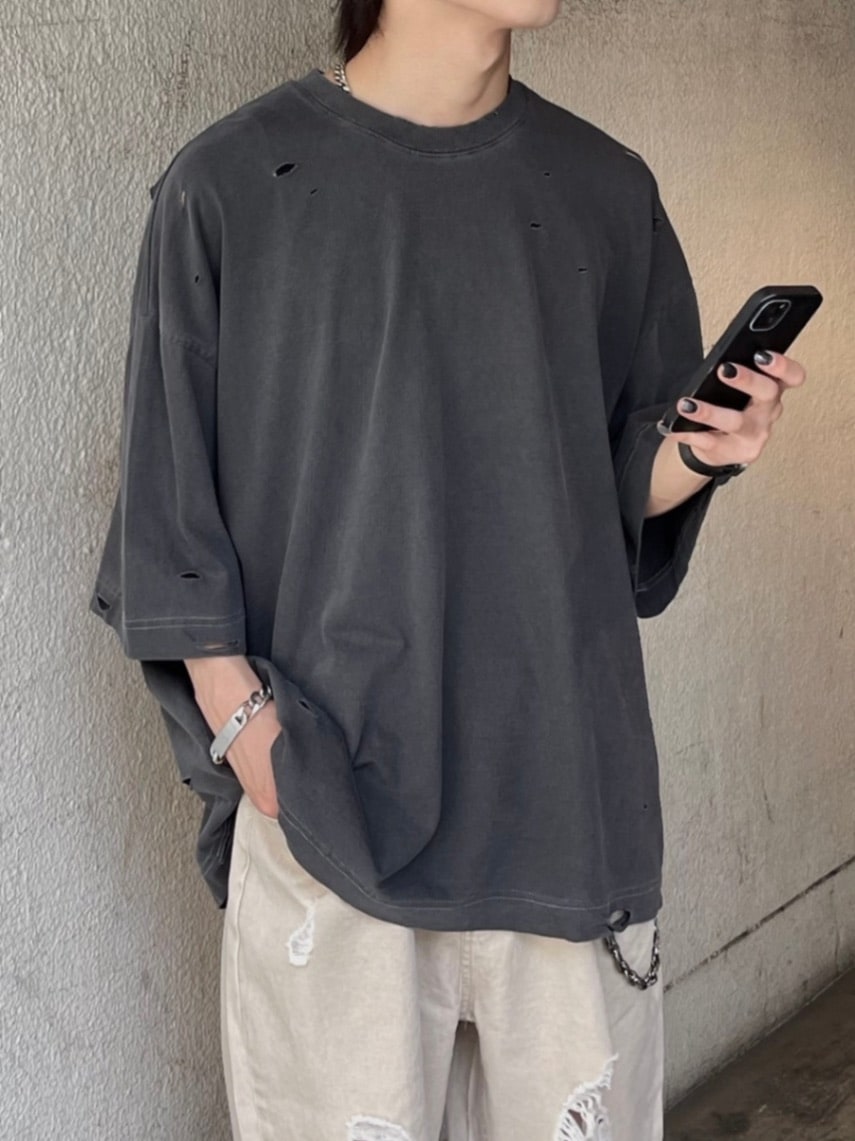 Chikashitsu +】pigment damage overfit t-shirt (2color) | OUR