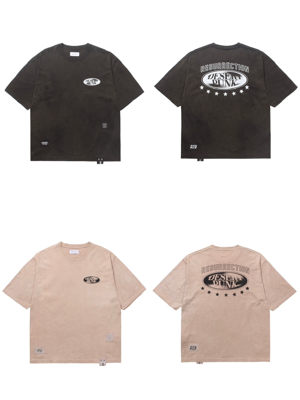 【RESURRECTION13】Washed Patchwork T-Shirt