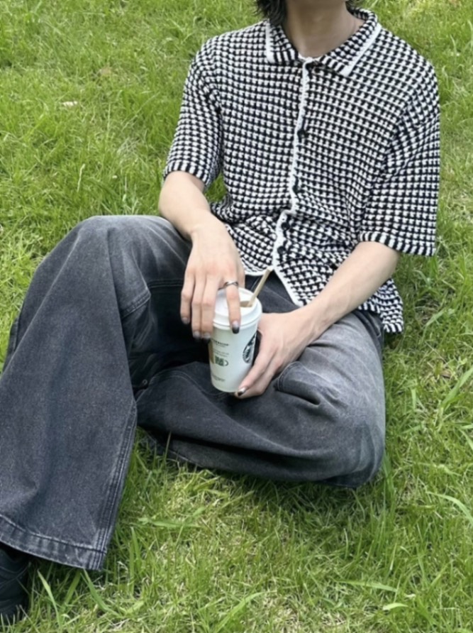 受注制【youll】check knit shirt