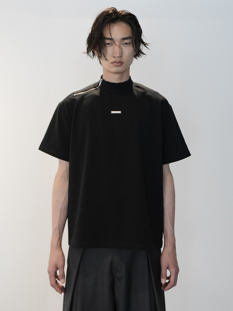 【CS】【Chikashitsu +】 mockneckdamageknit CS】mock neck damage knit (black) | OUR BRAND,Chikashitsu +